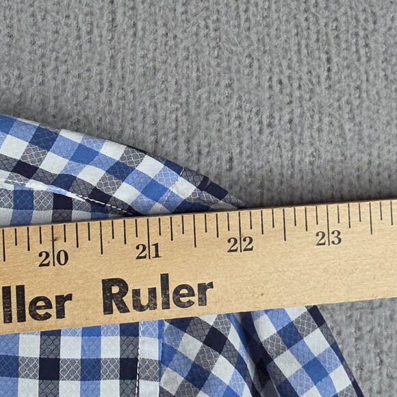 Cutter And Buck Shirt Mens Size LT Blue Gingham Grid Stitch Button Down Classic - Picture 10 of 13